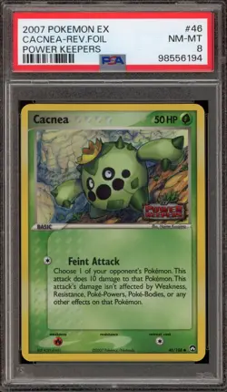 Pokemon Cacnea EX Power Keepers Reverse Holo #46 PSA 8 - Image 1