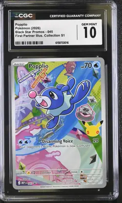Pokemon Popplio 045 Black Star Promo First Partner - CGC 10 - Image 1