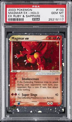 2003 POKEMON EX RUBY & SAPPHIRE #100 MAGMAR EX-HOLO PSA 10 - Image 1