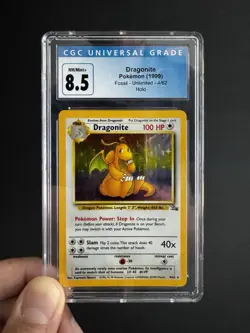 Pokemon Dragonite Fossil Unlimited Holo 4/62 CGC Blue Label 8.5 NM/Mint+ - Image 1
