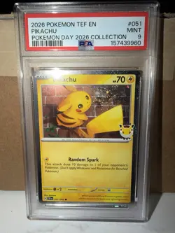 Pikachu 051/162 Pokemon Day Stamped 2025 PSA 9 - Image 1