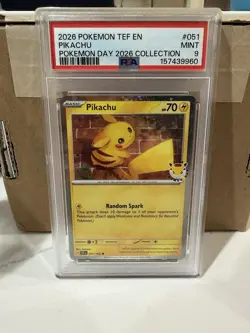 Pikachu 051/162 Pokemon Day Stamped 2025 PSA 9 - Image 2