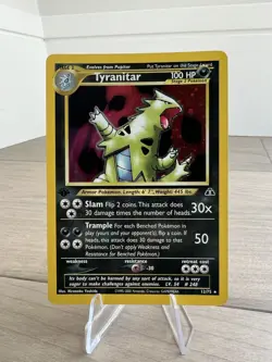 Pokemon 1st Edition Tyranitar Neo Discovery 12/75 Holo Rare Partial Swirl - Image 1