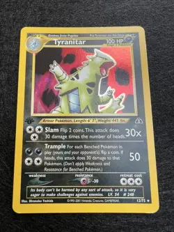 Pokemon 1st Edition Tyranitar Neo Discovery 12/75 Holo Rare Partial Swirl - Image 3