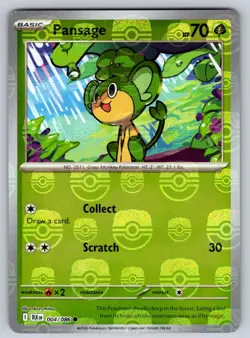 Pansage (Master Ball Pattern) 004/086 Holo Common Black Bolt Pokemon Holo NM - Image 1