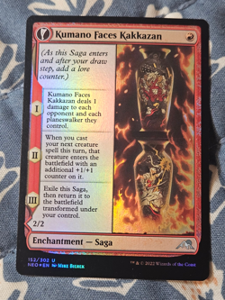 Kumano Faces Kakkazan / Etching of Kumano FOIL Kamigawa Neon Dynasty MTG Magic - Image 1