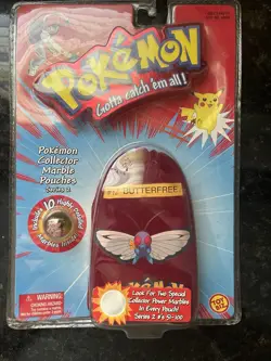 Vintage Pokemon red Pouch Bag W/10 Marbles Butterfree, New, Factory Sealed #12 - Image 1