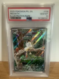 Pokemon 2025 Meowth 106/094 Illustration Rare Phantasmal Flames GEM MINT PSA 10 - Image 1