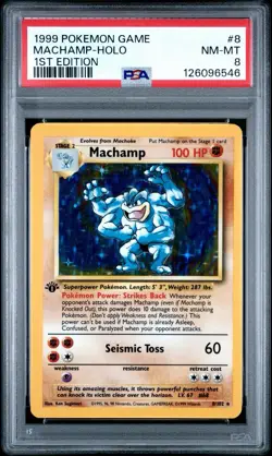 1999 Pokemon Game Machamp #8 Holo 1st Edition 8/102 PSA 8 - Image 1