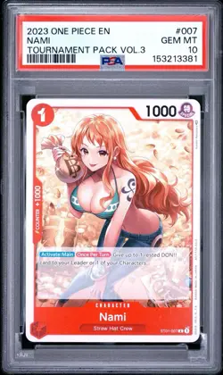 2023 ONE PIECE PROMOS TOURNAMENT PACK VOL.3 #007 NAMI PSA 10 LOW POPULATION! - Image 1