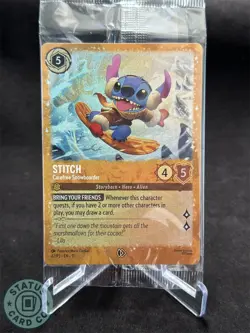 Stitch Disney Lorcana Carefree Snowboarder 42/P3 Glimmer Foil Sealed Promo Card - Image 1