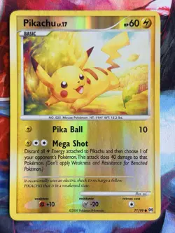 Pikachu LP Reverse Holo Platinum Arceus common 71 LV 17 Pokemon TCG Card - Image 2
