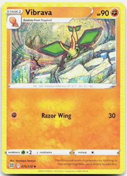 Vibrava 075/172 Uncommon Brilliant Stars Pokemon LP - Image 1