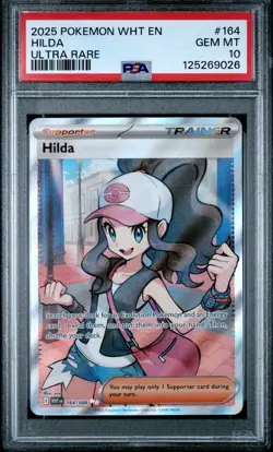 2025 POKEMON WHT EN-WHITE FLARE ULTRA RARE #164 HILDA PSA 10 - Image 1