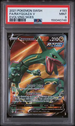 2021 POKEMON SWORD & SHIELD EVOLVING SKIES #193 FA/RAYQUAZA V PSA 9 - Image 1