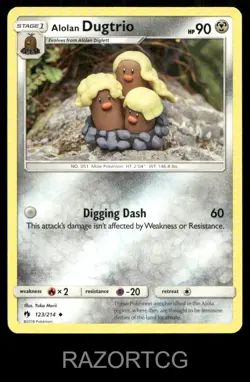 ALOLAN DUGTRIO 123/214 UC LOST THUNDER POKEMON LP - Image 1