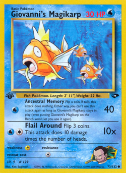 Giovanni's Magikarp 73/132 Common Gym Challenge Pokemon 1st Edition LP - Image 1