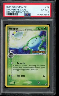 2006 Wooper [Reverse Holo] #71 Pokemon Dragon Frontiers Stamped PSA 6 - Image 1