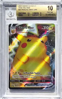 Pikachu Vmax Graded BGS 10 Pristine! Sword Shield Vivid Voltage #44 Beckett - Image 1
