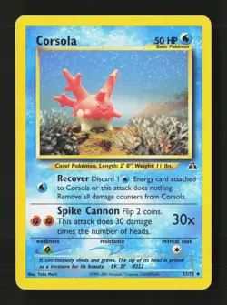 Corsola 37/75 Uncommon Neo Discovery Pokemon Unlimited Lightly Played - Image 1
