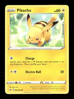 Pikachu 065/202 Sword & Shield NM/M Pokemon - Image 1