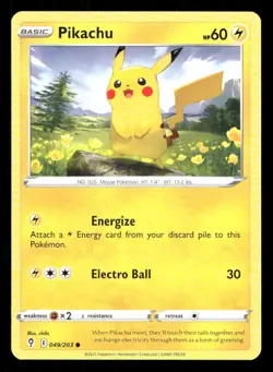 Pikachu 049/203 Evolving Skies NM/M Pokemon - Image 1