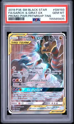 PSA 10 2019 GARCHOMP & GIRATINA GX POKEMON SM BLACK STAR PROMO #SM193 FULL ART - Image 1