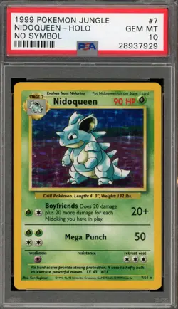 Pokemon Nidoqueen Jungle Holo Rare #7 NO SYMBOL ERROR PSA 10 Gem Mint - Image 1