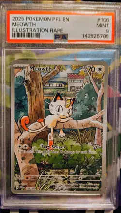 2025 Pokemon PFL EN #106/094 Meowth Illustration Rare PSA 9 MINT - Image 1