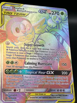 Pokemon Tcg Rowlet & Alolan Exeggutor Gx 237/236 Hyper Rare Unified Minds NM ZW1 - Image 2