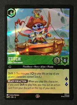 Disney Lorcana - Stitch - Alien Buccaneer - 8/P2 Holo - Opened - Unused - Image 1