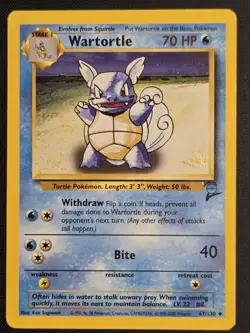 Pokemon TCG Wartortle [Base Set 2] 'W Stamp' Card #63 - NM - Image 1