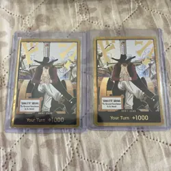 X2 DON!! Card (Dracule Mihawk) (Gold) One Piece The Azure Sea's Seven DON!! NM - Image 1