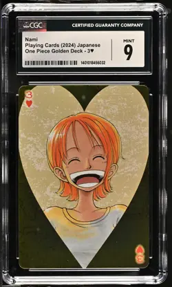 CGC 9 Nami 3 of hearts Playing cards 2024 One Piece Golden Deck - Image 1