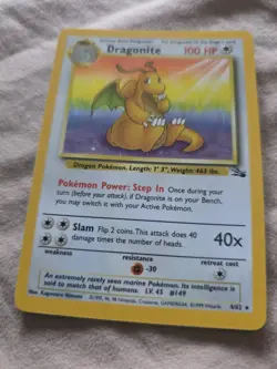 Pokemon Dragonite, 4/62, Rare Holo Card, Fossil Set, WOTC Card, 1999, NM - Image 5