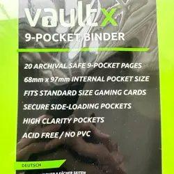 VAULT X 9 Pocket Strap Binder Lie Green 20 Page Album 360 Cards Folio Folder - Image 5