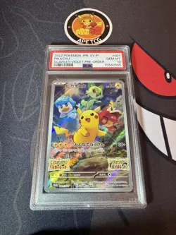 2022 Pokemon Pikachu JPN S&V Promo Holo 001/SV-P Card PSA 10 Gem Mint - Image 1