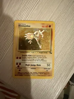 Pokemon TCG Card Hitmonlee Fossil 7/62 Holo Rare MP/HP. - Image 1