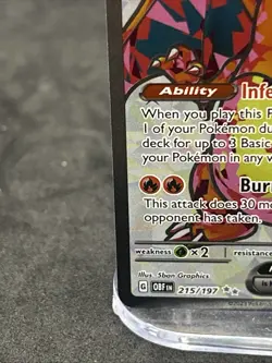 Charizard Ex OBF 215/197 Obsidian Flames Full Art Tera Rare Card Pokemon NM - Image 4