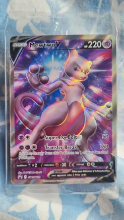 Pokemon TCG SWSH229 Mewtwo v Full Art Black Star Promo Card Sealed - Image 1