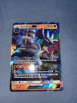Pokemon TCG Lucario GX SM100 Sm Holo Black Star Holo - Image 1