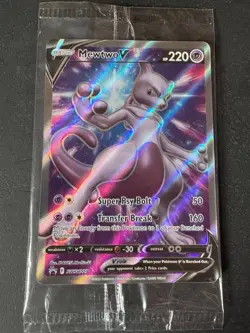 Mewtwo V SWSH229 Black Star Promo Card Full Art Holographic Pokemon GO Sealed - Image 1