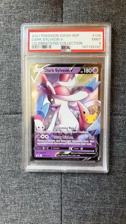 2021 POKEMON SWSH BLACK STAR PROMO CELEBRATIONS COLLECTION DARK SYLVEON V PSA 9 - Image 1