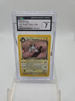 Dark Magneton CGC 7 NM 11/82 🌀 SWIRL 1st Edition Holo Team Rocket Pokemon - Image 1