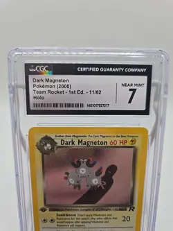 Dark Magneton CGC 7 NM 11/82 🌀 SWIRL 1st Edition Holo Team Rocket Pokemon - Image 3
