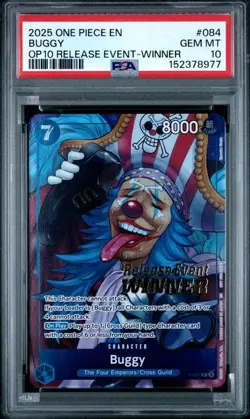 Buggy 2025 One Piece OP10 Release Event Winner Buggy #084 Gem Mint PSA 10 - Image 1