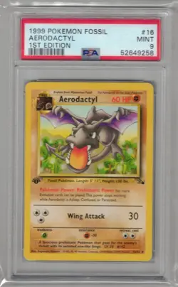 1999 Pokemon Fossil 16 Aerodactyl 1st Edition PSA 9 52649258 Graded Pokemon Card - Image 1