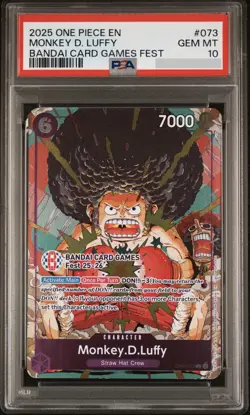 Monkey D. Luffy Bandai Card Games Fest #073 PSA 10 Promo One Piece TCG 2025 - Image 1