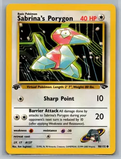 Sabrina's Porygon Gym Challenge #098/132 Common 1st Edition Pokemon Card - Image 1