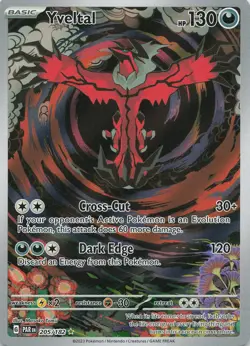 Yveltal 205/182 Illustration Rare Paradox Rift Pokemon Lightly Played - Image 1